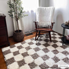 Mocha Check Plush Area Rug