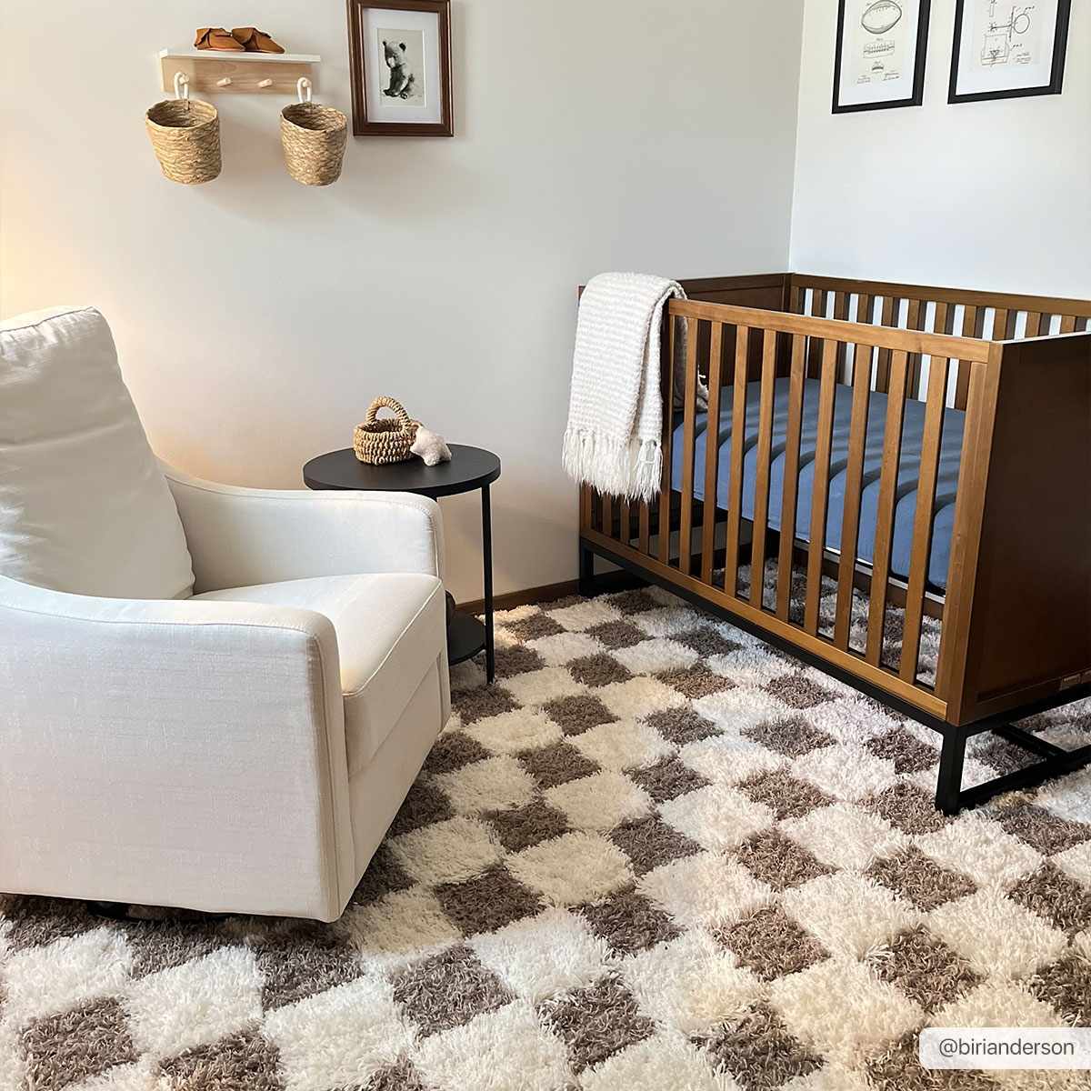 Mocha Check Plush Area Rug