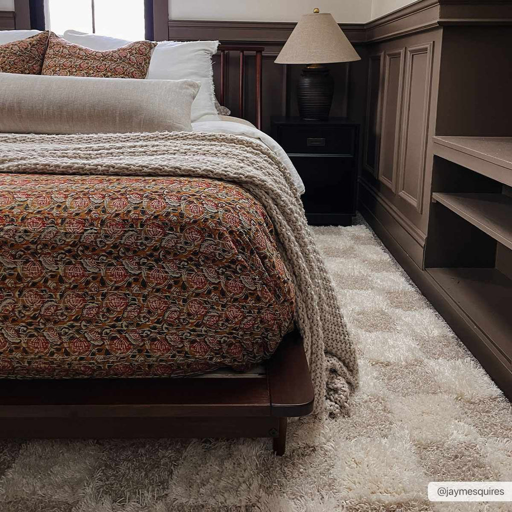 Oat Check Plush Area Rug