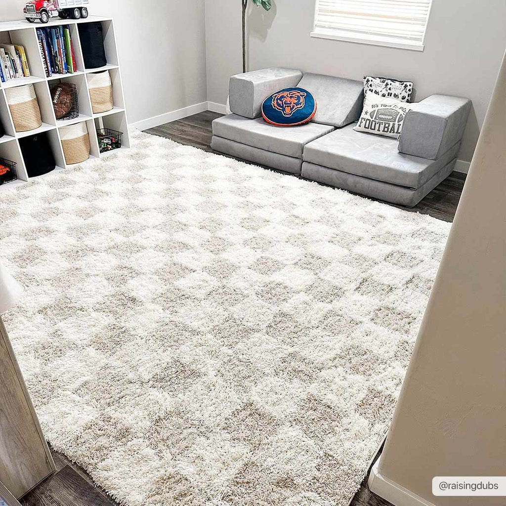 Oat Check Plush Area Rug