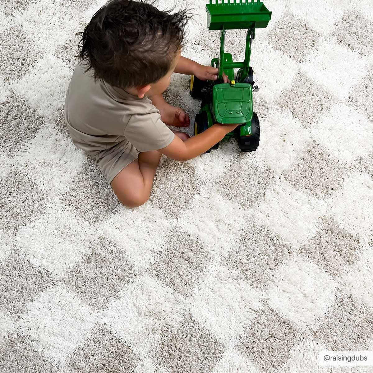 Oat Check Plush Area Rug