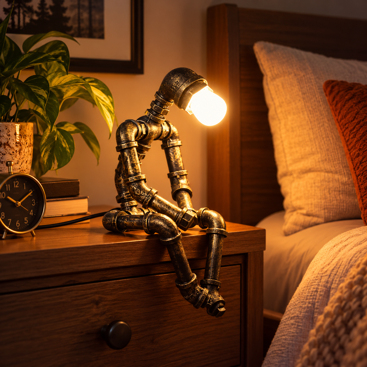 Industrial Pipe Figure Lamp