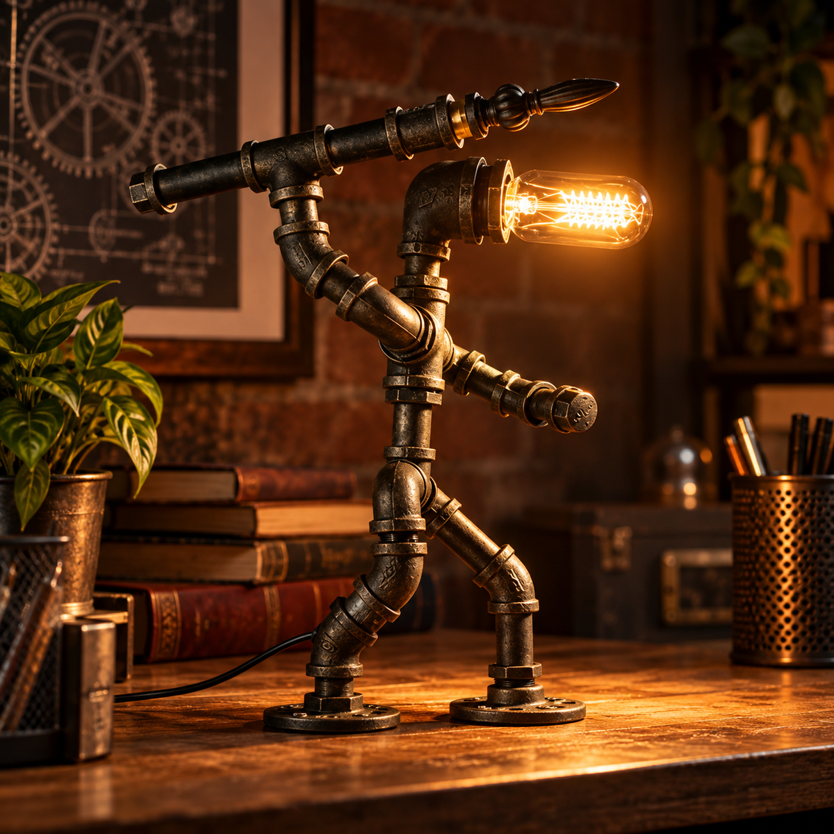 Industrial Pipe Figure Lamp