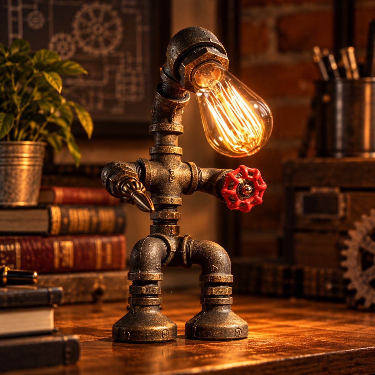 Industrial Pipe Figure Lamp
