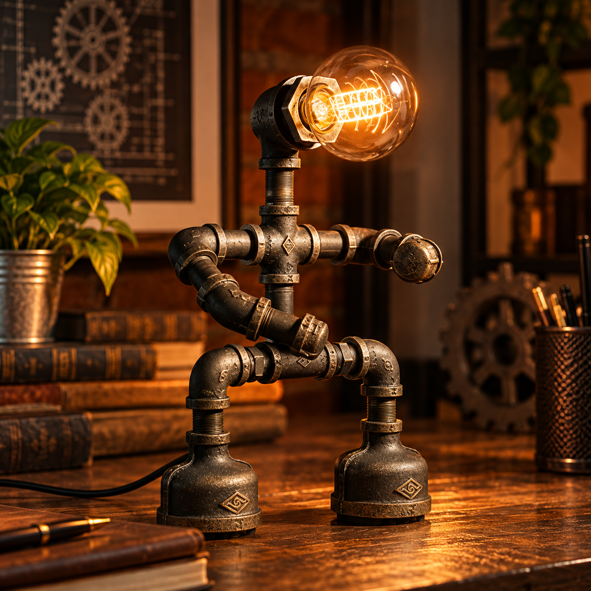 Industrial Pipe Figure Lamp