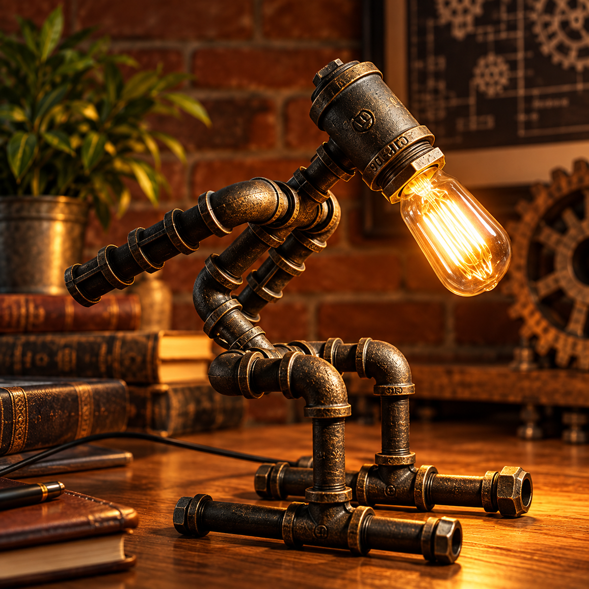 Industrial Pipe Figure Lamp