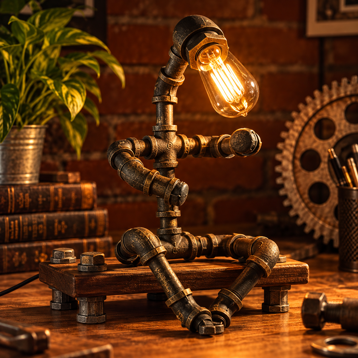 Industrial Pipe Figure Lamp