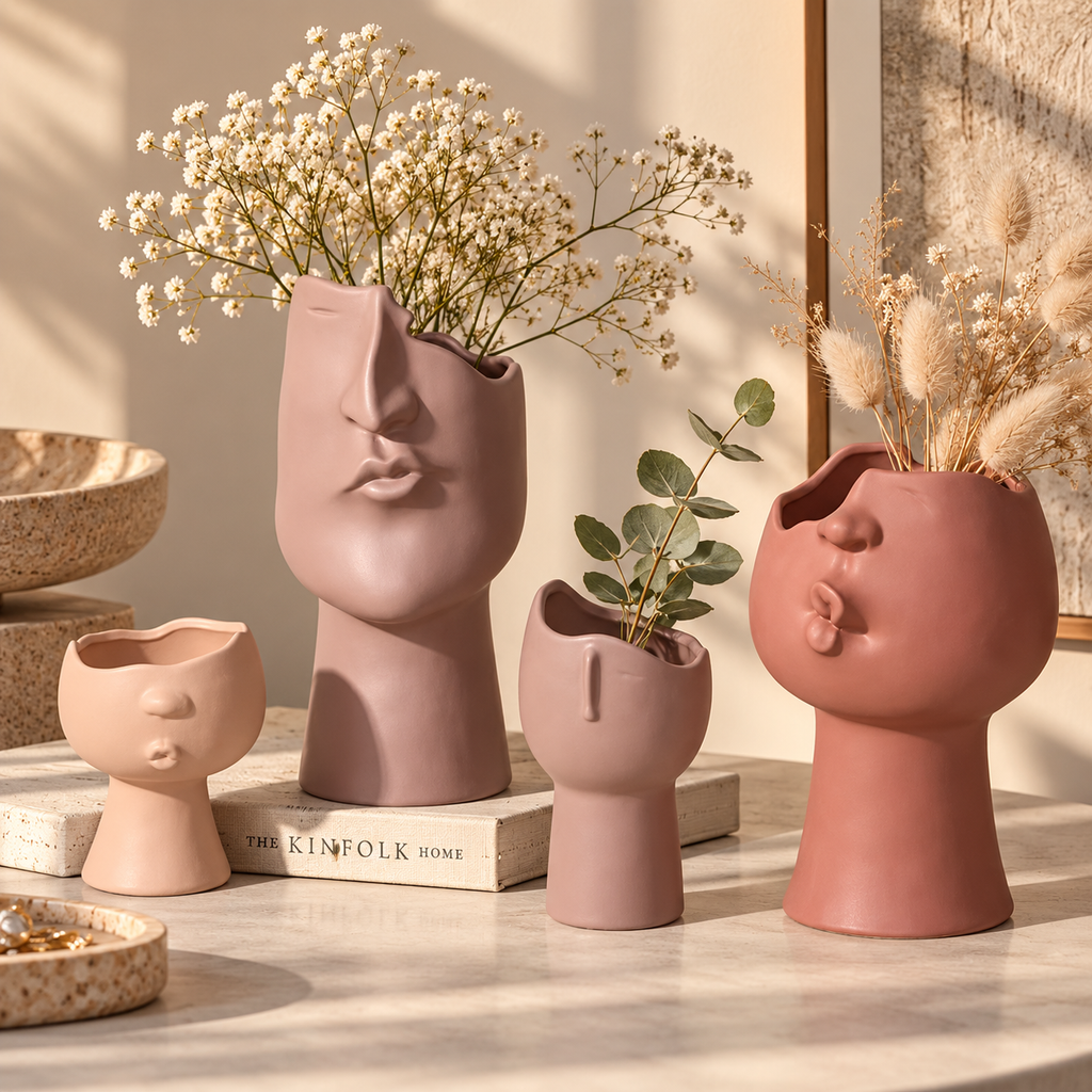 Mood Face Ceramic Vase