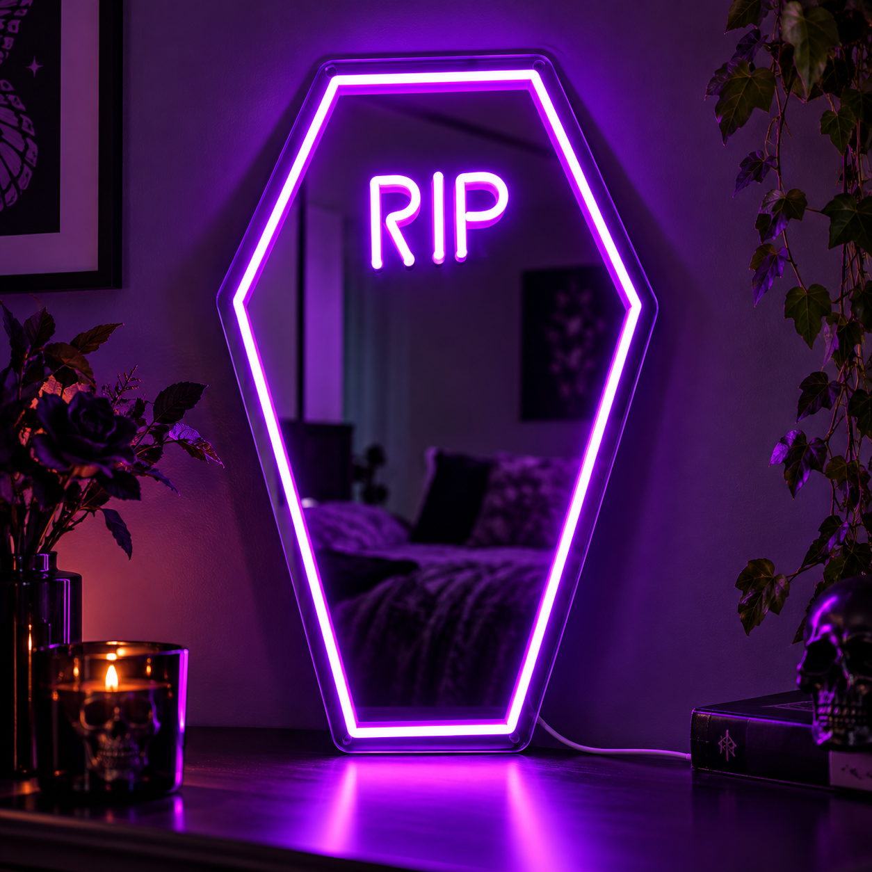 ⚰️ RIP Coffin Neon Mirror