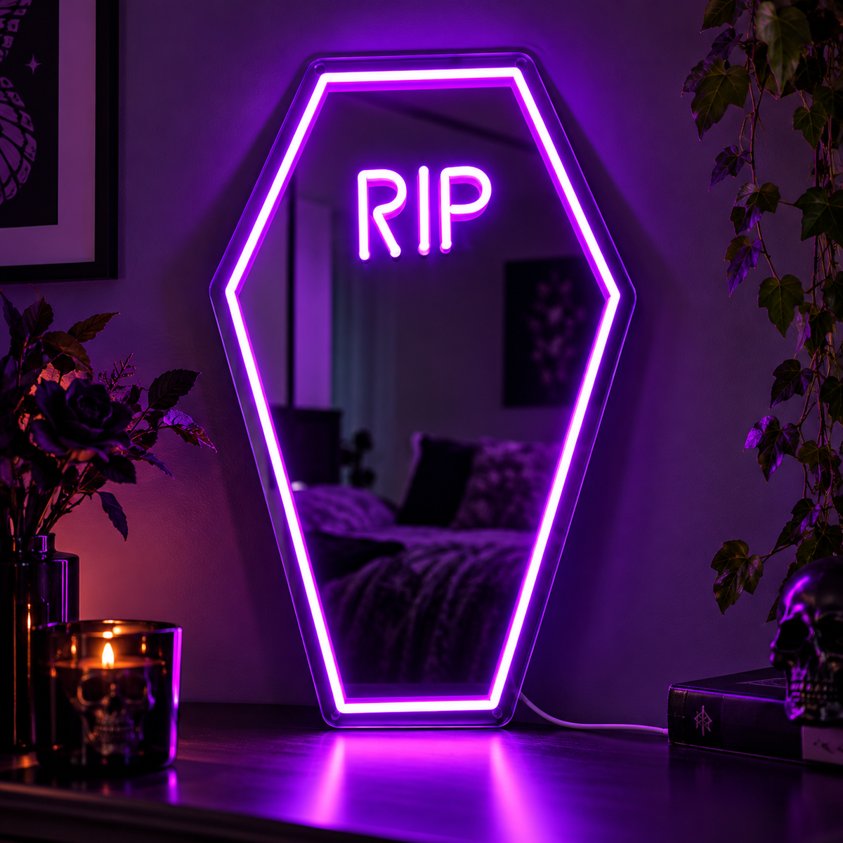 ⚰️ RIP Coffin Neon Mirror