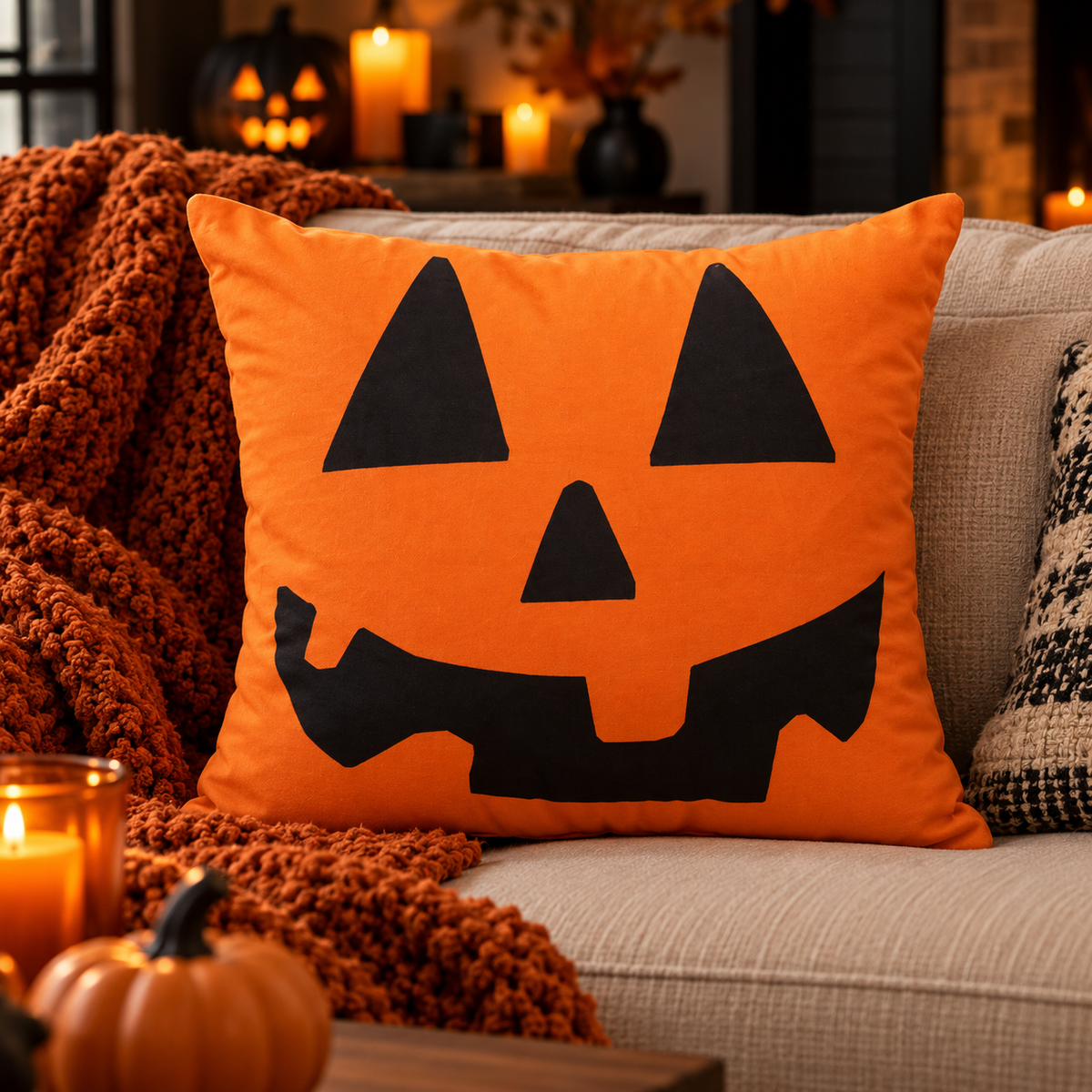 Jack-O’-Glow Halloween Pillow