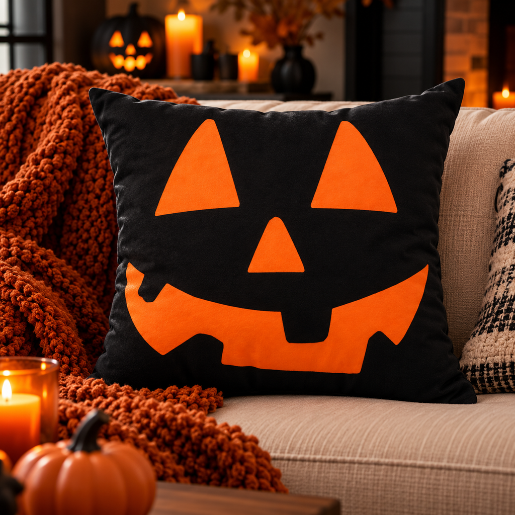 Jack-O’-Glow Halloween Pillow