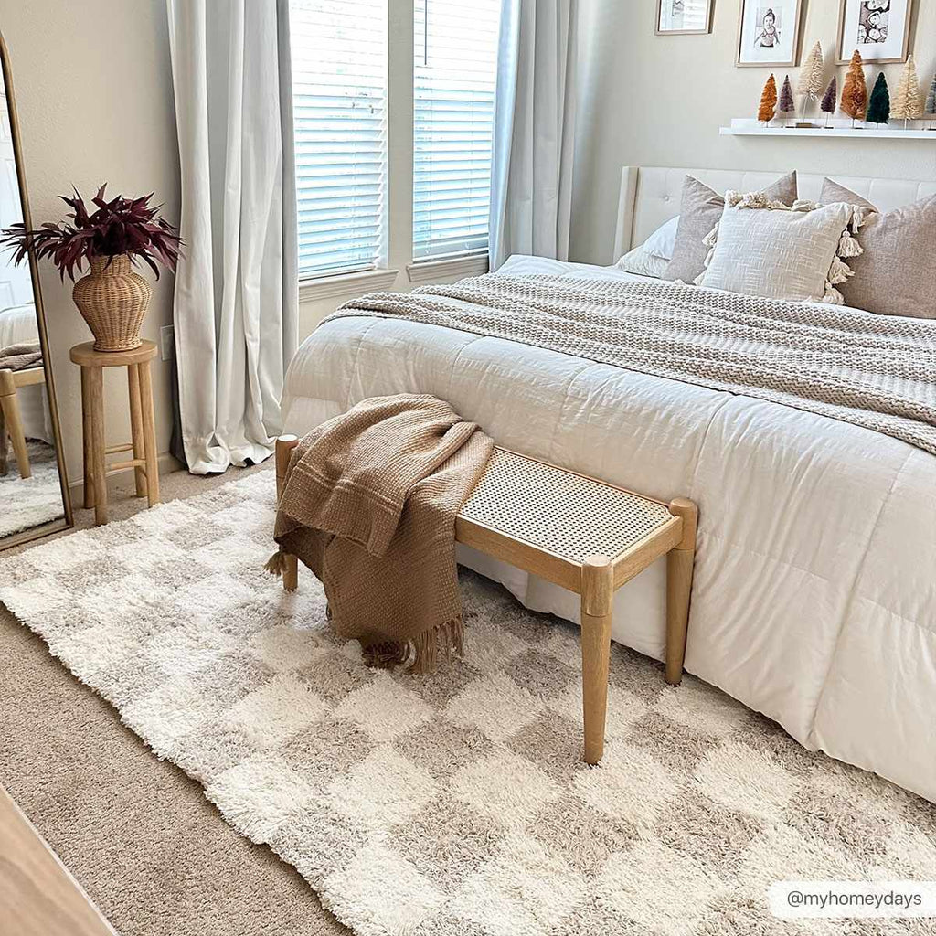 Oat Check Plush Area Rug