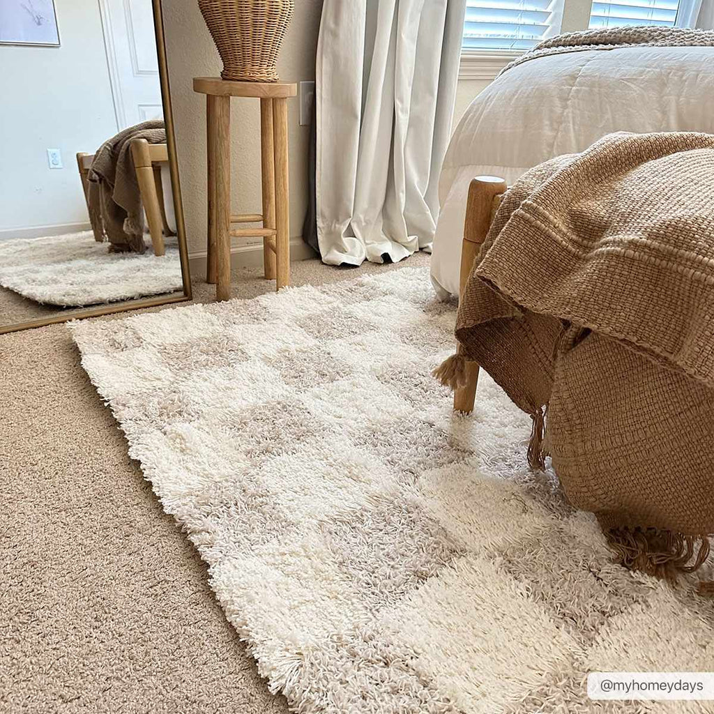 Oat Check Plush Area Rug