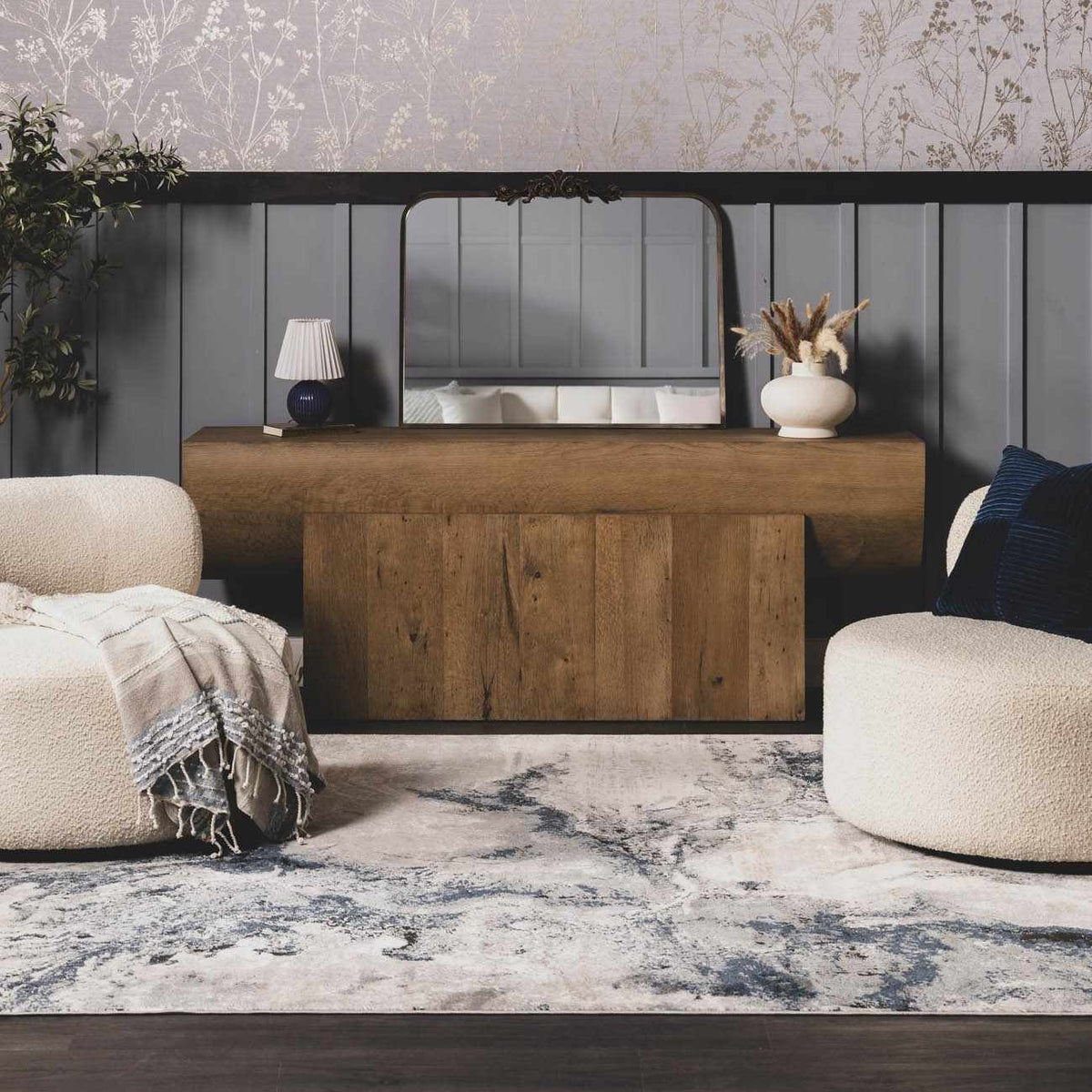 Midnight Drift Abstract Area Rug