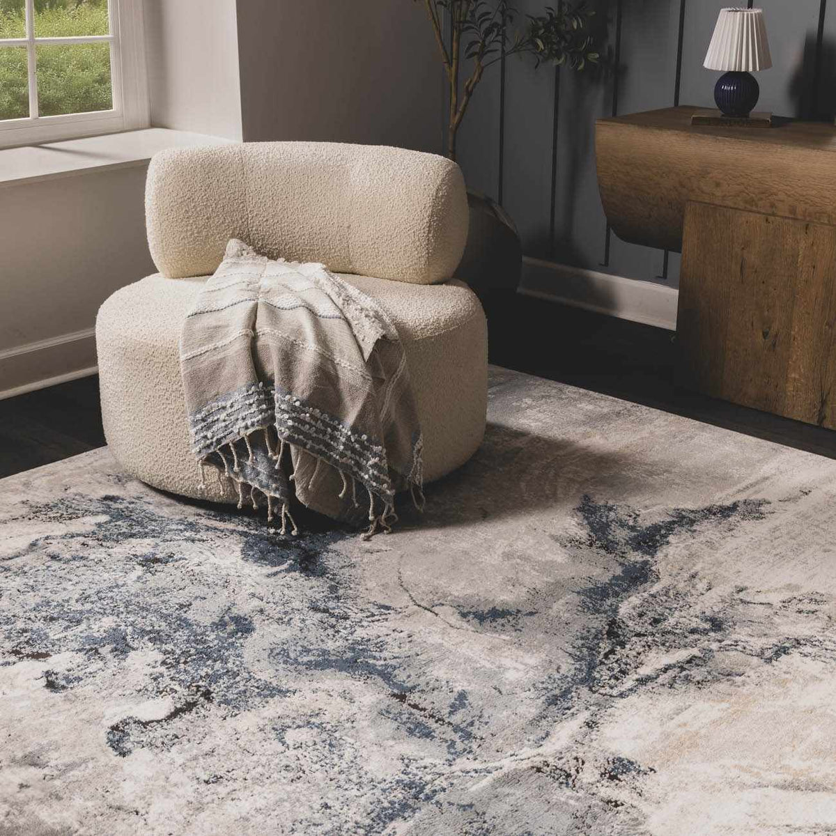 Midnight Drift Abstract Area Rug