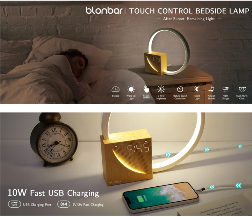 Rise & Glow Multifunctional Bedside Lamp ⏰✨