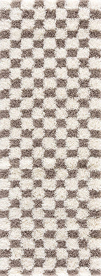 Mocha Check Plush Area Rug