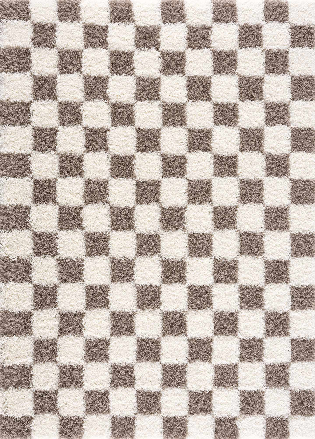 Mocha Check Plush Area Rug