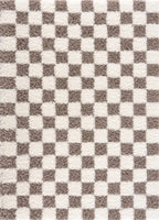 Mocha Check Plush Area Rug