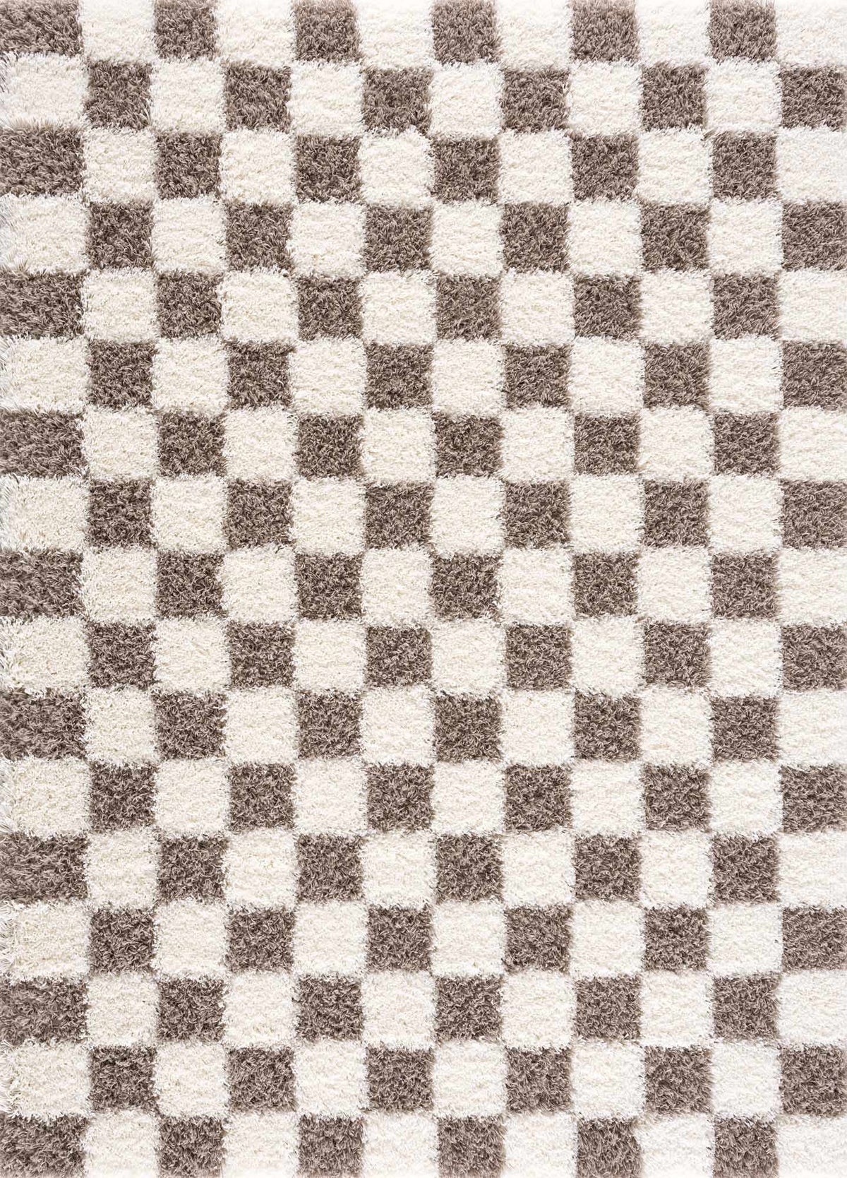 Mocha Check Plush Area Rug