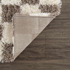 Mocha Check Plush Area Rug