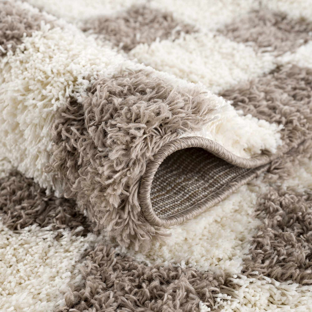 Mocha Check Plush Area Rug