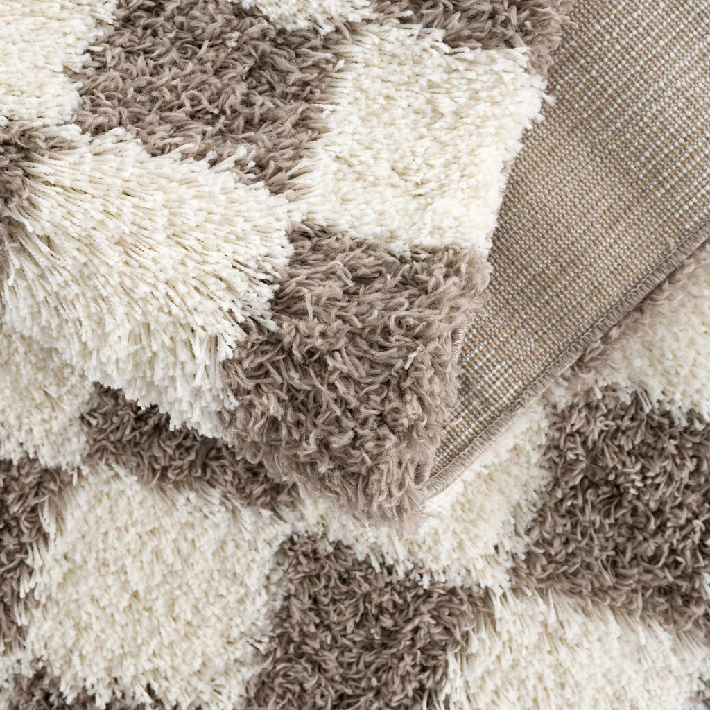 Mocha Check Plush Area Rug