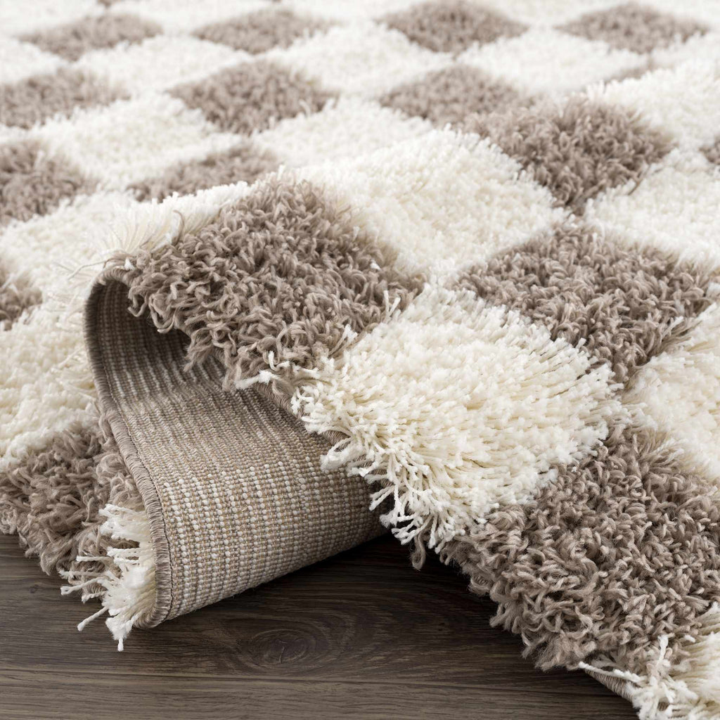 Mocha Check Plush Area Rug