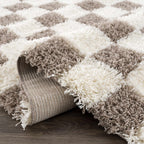 Mocha Check Plush Area Rug