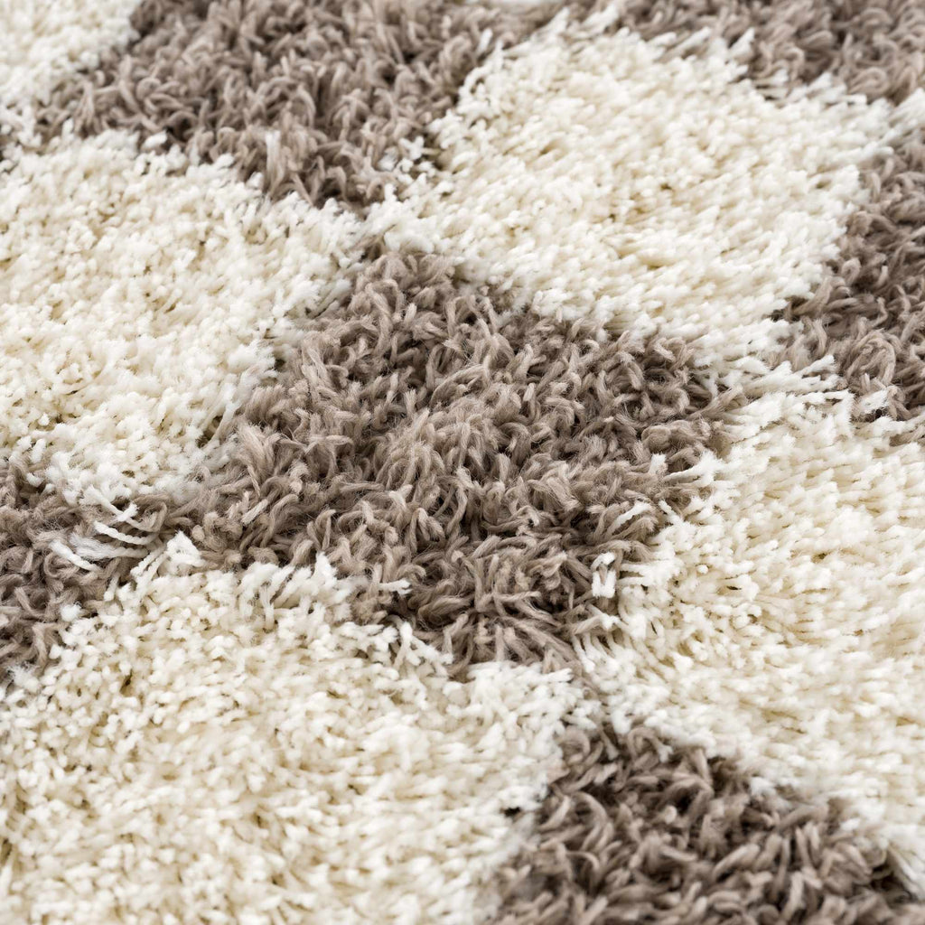 Mocha Check Plush Area Rug