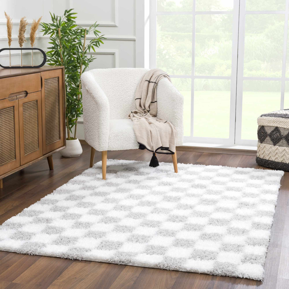 Cloud Check Plush Area Rug