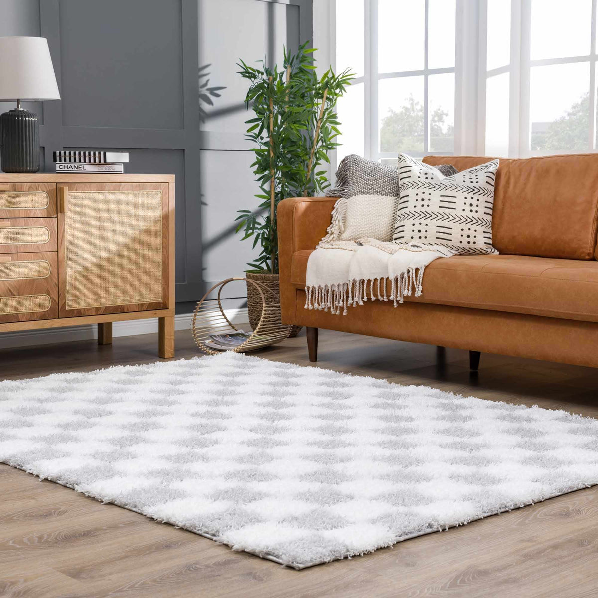 Cloud Check Plush Area Rug