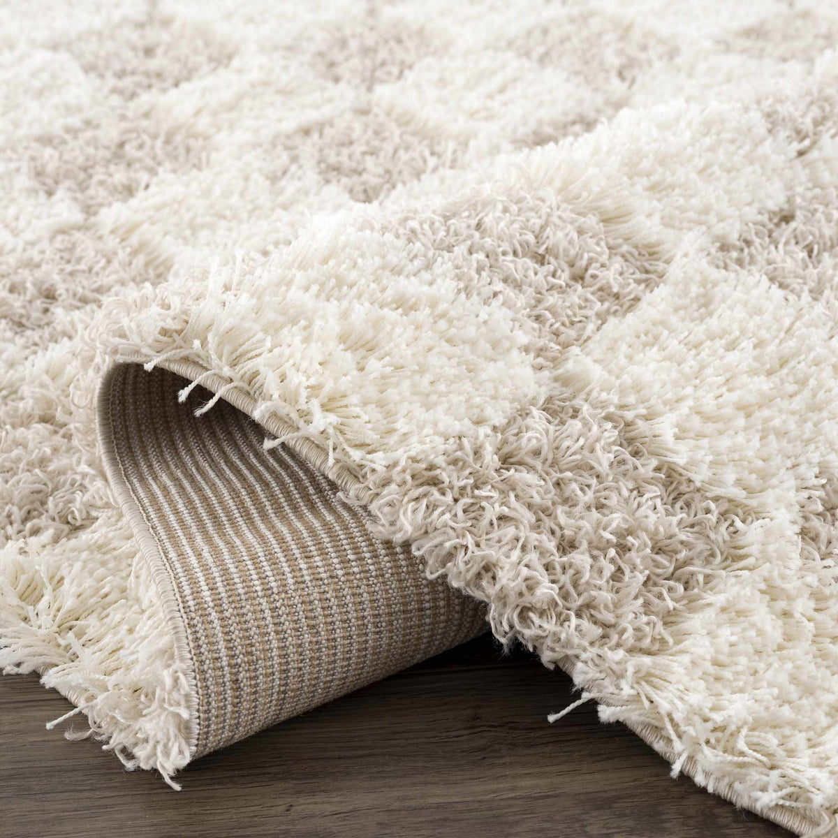 Oat Check Plush Area Rug
