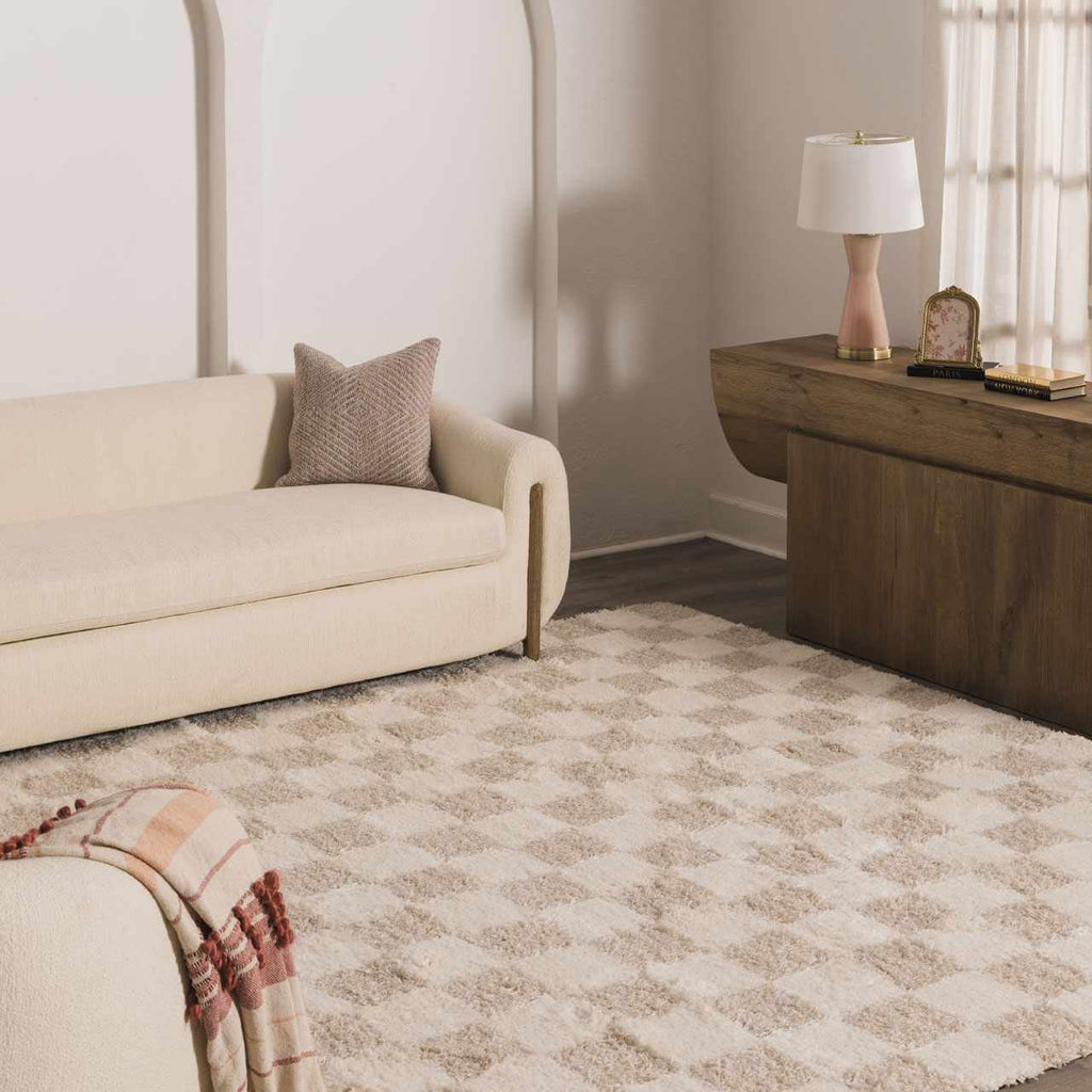 Oat Check Plush Area Rug