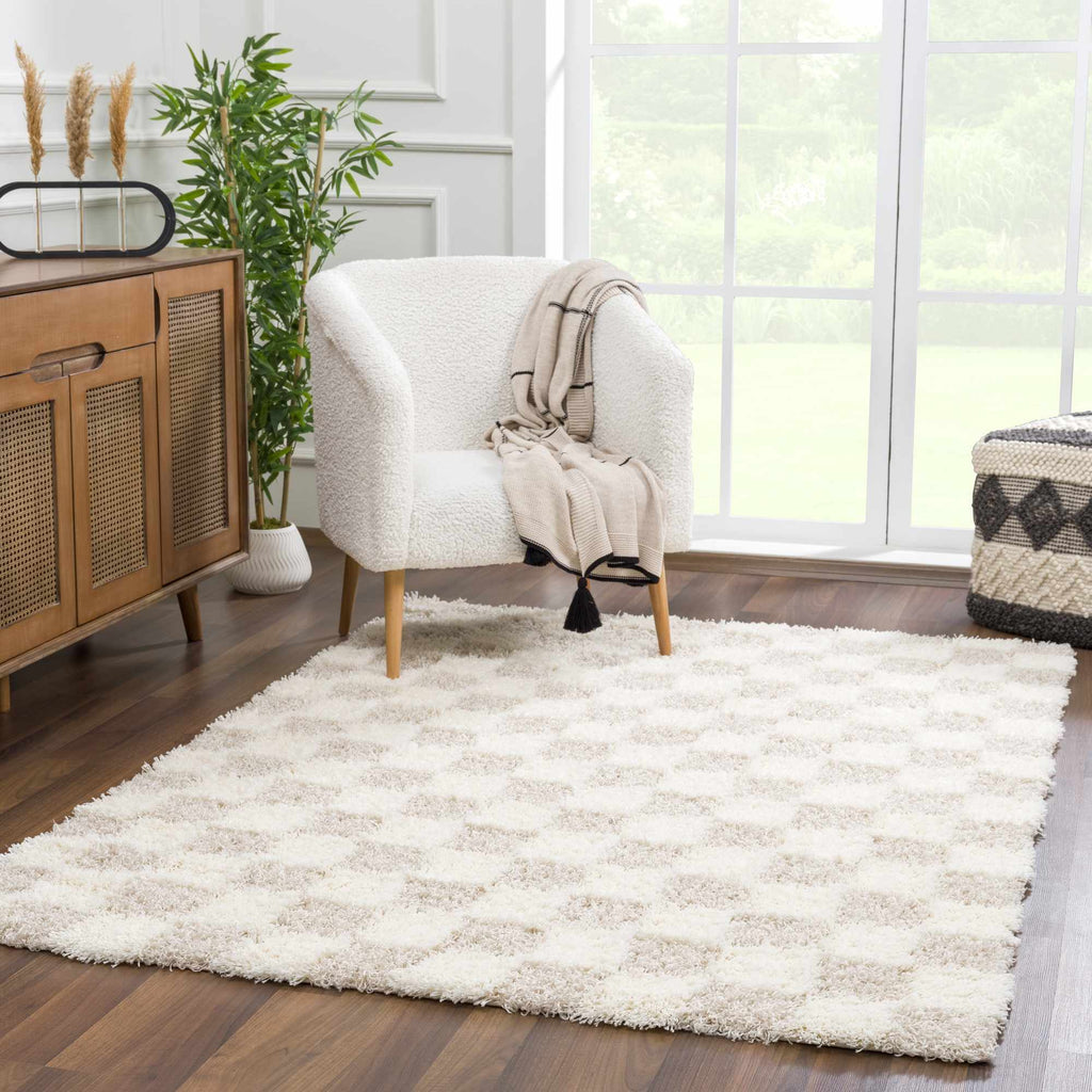 Oat Check Plush Area Rug