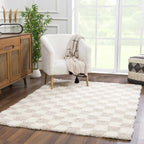 Oat Check Plush Area Rug