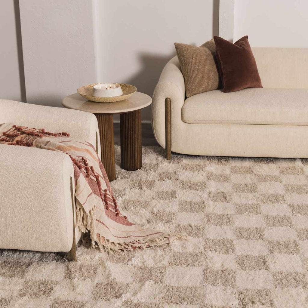 Oat Check Plush Area Rug