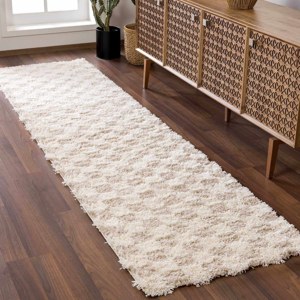 Oat Check Plush Area Rug
