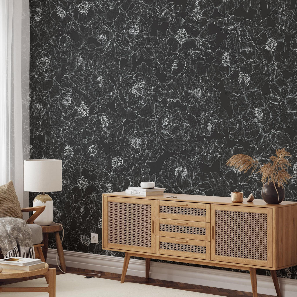 The Dutchess — Black &amp; White Floral Wallpaper
