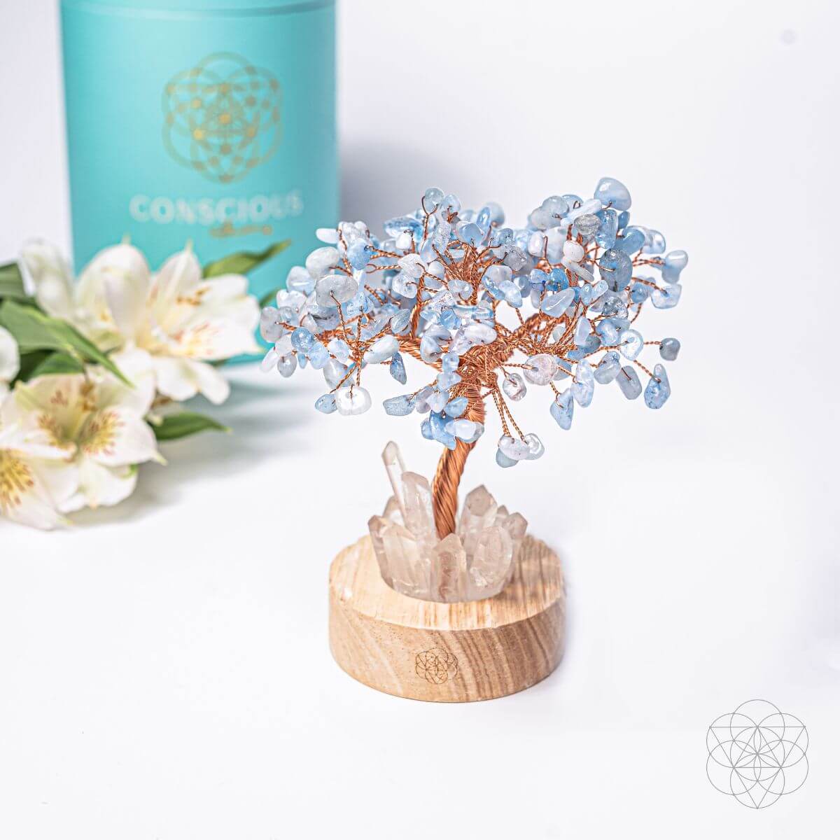 Aquamarine and Clear Quartz Lamp
