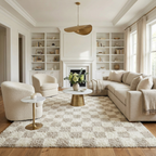 Oat Check Plush Area Rug
